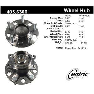 Centric Premium™ Rear Driver Side Non-Driven Wheel Bearing and Hub Assembly for Chrysler Sebring - 405.63001