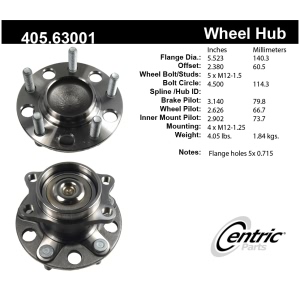 Centric Premium™ Rear Driver Side Non-Driven Wheel Bearing and Hub Assembly for 2010 Chrysler Sebring - 405.63001