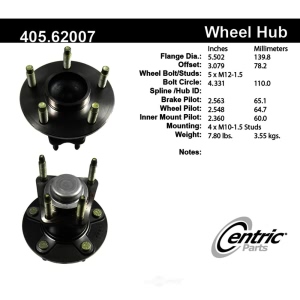 Centric Premium™ Rear Passenger Side Non-Driven Wheel Bearing and Hub Assembly for Chevrolet HHR - 405.62007