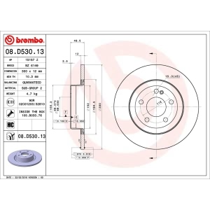 brembo OE Replacement Solid Rear Brake Rotor for 2018 Mercedes-Benz C300 - 08.D530.13
