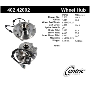 Centric Premium™ Hub And Bearing Assembly; With Integral Abs for 2014 Nissan Frontier - 402.42002