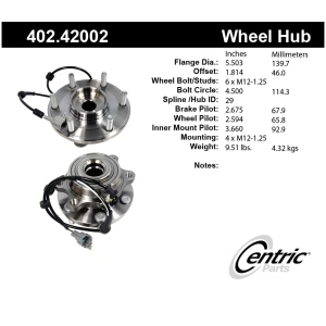 Centric Premium™ Hub And Bearing Assembly; With Integral Abs for 2007 Nissan Frontier - 402.42002