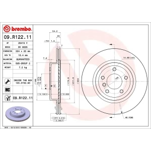 brembo UV Coated Series Rear Brake Rotor for 2014 BMW Z4 - 09.R122.11