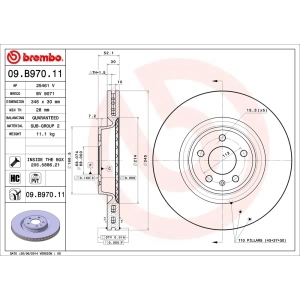 brembo UV Coated Series Vented Front Brake Rotor for 2012 Audi S4 - 09.B970.11