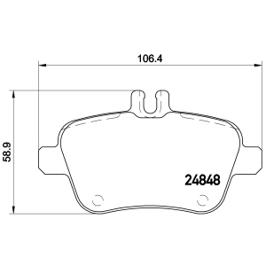 brembo Premium Low-Met OE Equivalent Rear Brake Pads for 2012 Mercedes-Benz SLK250 - P50091