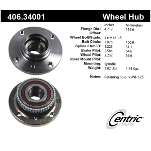 Centric Premium™ Hub And Bearing Assembly for 1991 BMW 325i - 406.34001