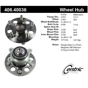 Centric Premium™ Wheel Bearing And Hub Assembly for 2013 Honda Fit - 406.40036