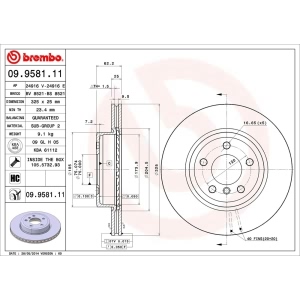 brembo UV Coated Series Vented Front Brake Rotor for 2010 BMW X3 - 09.9581.11