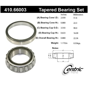 Centric Premium™ Rear Passenger Side Outer Wheel Bearing and Race Set for Chevrolet K20 Suburban - 410.66003