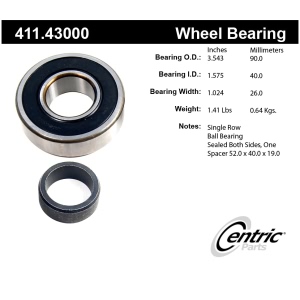 Centric Premium™ Rear Driver Side Single Row Wheel Bearing for 2002 Isuzu Trooper - 411.43000
