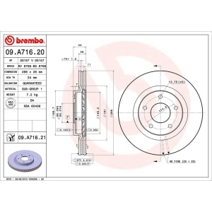 brembo UV Coated Series Vented Front Brake Rotor for Nissan Sentra - 09.A716.21