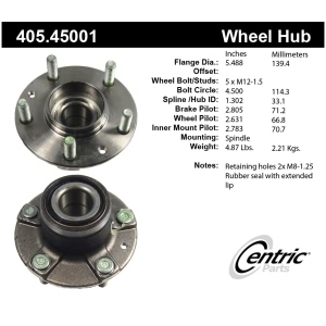 Centric Premium™ Wheel Bearing And Hub Assembly for 1996 Ford Probe - 405.45001