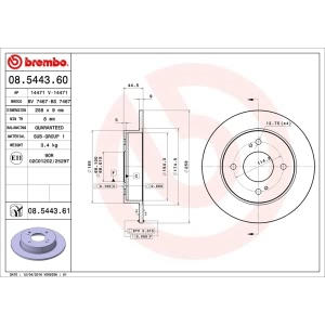 brembo UV Coated Series Solid Rear Brake Rotor for 1992 Infiniti G20 - 08.5443.61