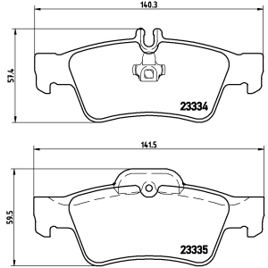 brembo Premium Low-Met OE Equivalent Rear Brake Pads for 2010 Mercedes-Benz CL600 - P50052
