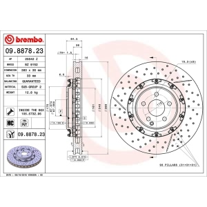 brembo OE Replacement Drilled and Slotted Vented Front Brake Rotor for Mercedes-Benz - 09.8878.23