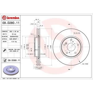 brembo UV Coated Series Front Brake Rotor for 2014 Honda Accord - 09.D280.11