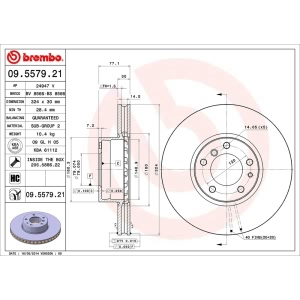 brembo UV Coated Series Vented Front Brake Rotor for BMW 740iL - 09.5579.21