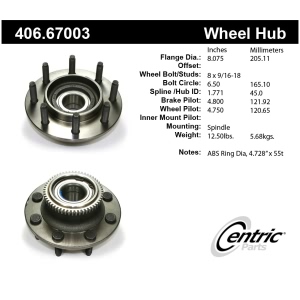 Centric Premium™ Wheel Bearing And Hub Assembly for 2001 Dodge Ram 2500 - 406.67003