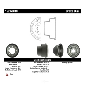 Centric Premium™ Brake Drum for 2000 Dodge Ram 3500 - 122.67040