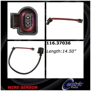 Centric Front Brake Pad Sensor for Porsche Cayenne - 116.37036