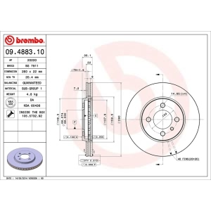 brembo OE Replacement Vented Front Brake Rotor for 1992 BMW 325i - 09.4883.10