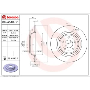 brembo UV Coated Series Rear Brake Rotor for 2016 Ford Fusion - 08.A540.21