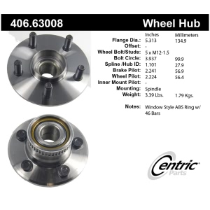 Centric Premium™ Wheel Bearing And Hub Assembly for 1998 Dodge Neon - 406.63008