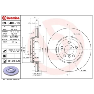 brembo OE Replacement Rear Brake Rotor for 2018 BMW 650i xDrive Gran Coupe - 09.C404.13