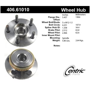 Centric Premium™ Wheel Bearing And Hub Assembly for 1990 Mercury Cougar - 406.61010
