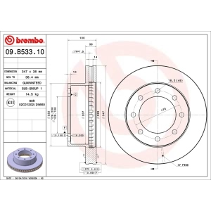 brembo OE Replacement Front Brake Rotor for 2005 Ford F-250 Super Duty - 09.B533.10