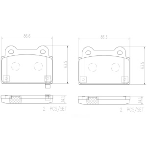 brembo Premium Ceramic Rear Disc Brake Pads for 2010 Mitsubishi Lancer - P54052N