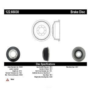Centric Premium Rear Brake Drum - 122.66030