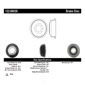 Centric Premium Rear Brake Drum for GMC P3500 - 122.66030