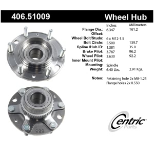 Centric Premium™ Wheel Bearing And Hub Assembly for 2012 Kia Sedona - 406.51009