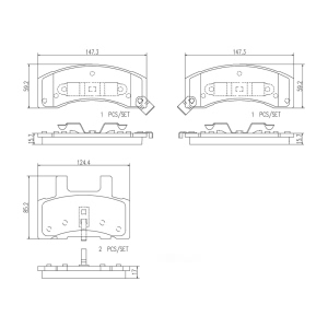 brembo Premium Ceramic Front Disc Brake Pads for 1999 Chevrolet K2500 - P10022N