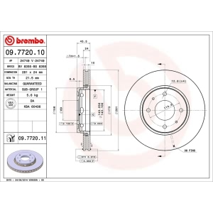 brembo UV Coated Series Vented Front Brake Rotor for 2002 Volvo V40 - 09.7720.11