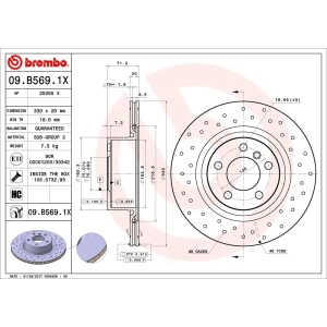 brembo Premium Xtra Cross Drilled UV Coated 1-Piece Rear Brake Rotors for 2014 BMW X3 - 09.B569.1X