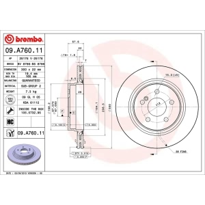 brembo UV Coated Series Vented Rear Brake Rotor for 2013 Mercedes-Benz C300 - 09.A760.11