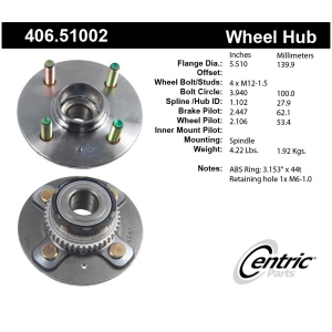 Centric Premium™ Wheel Bearing And Hub Assembly for Hyundai Accent - 406.51002