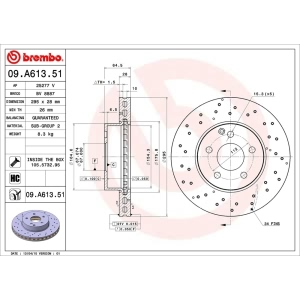 brembo UV Coated Series Drilled Vented Front Brake Rotor for Mercedes-Benz C250 - 09.A613.51