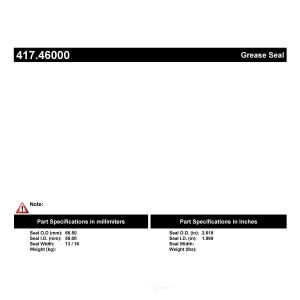 Centric Premium™ Front Outer Wheel Seal for 1992 Plymouth Colt - 417.46000