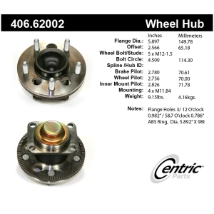 Centric Premium™ Wheel Bearing And Hub Assembly for Pontiac 6000 - 406.62002