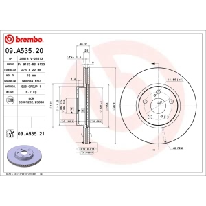 brembo UV Coated Series Vented Front Brake Rotor for 2012 Toyota Corolla - 09.A535.21