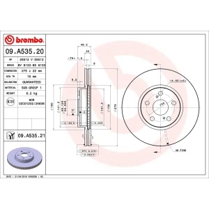 brembo UV Coated Series Vented Front Brake Rotor for Scion xD - 09.A535.21