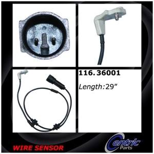 Centric Front Brake Pad Sensor for 1997 Cadillac Catera - 116.36001