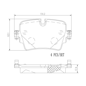 brembo Premium Ceramic Rear Disc Brake Pads for 2018 Jaguar F-Type - P36033N