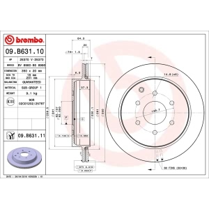 brembo UV Coated Series Rear Brake Rotor for 2014 Infiniti QX80 - 09.B631.11