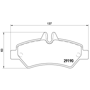 brembo Premium Low-Met OE Equivalent Rear Brake Pads for 2012 Mercedes-Benz Sprinter 2500 - P50084