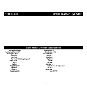 Centric Premium™ Brake Master Cylinder for Audi A3 - 130.33139