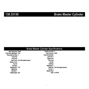 Centric Premium™ Brake Master Cylinder for 2015 Audi A3 - 130.33139